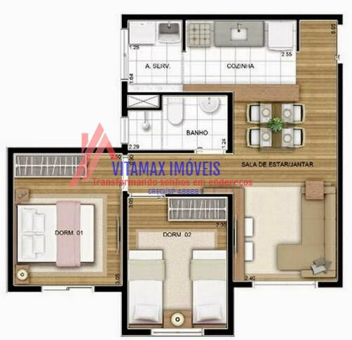 Apartamento, 2 quartos, 44 m² - Foto 1